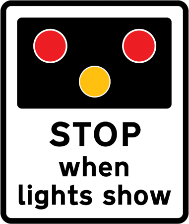 Warning Of Light Signals At A Level Crossing Without A Gate Or Barrier Ahead Road Signs Direct